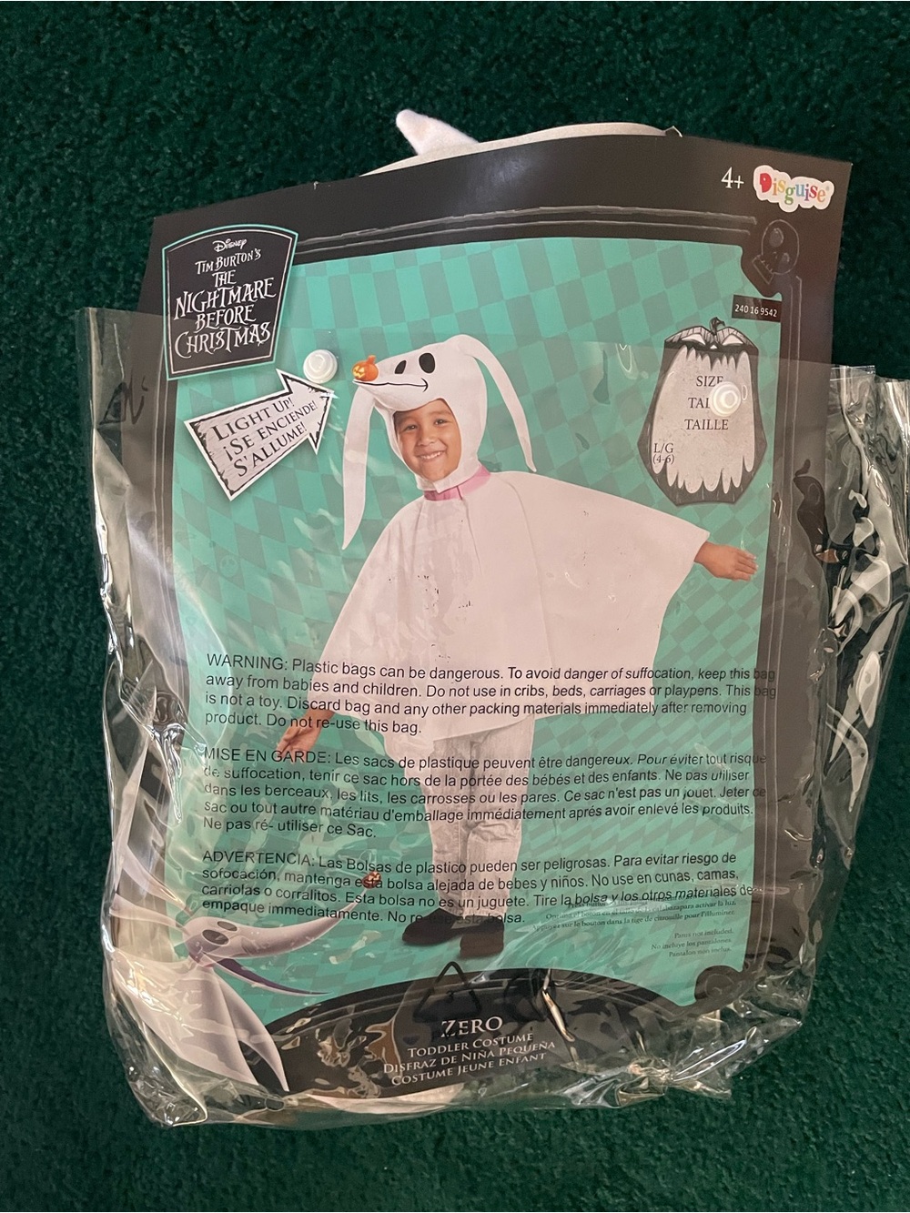 Disney The Nightmare Before Christmas Zero Toddler Light-Up Costume - White